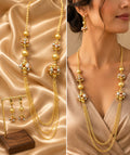 Gold Floral Ball Layered Necklace & Earring Set – 2 Colours
