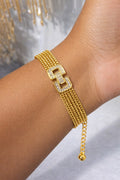 Gold Cuban Chain Crystal Buckle Bracelet