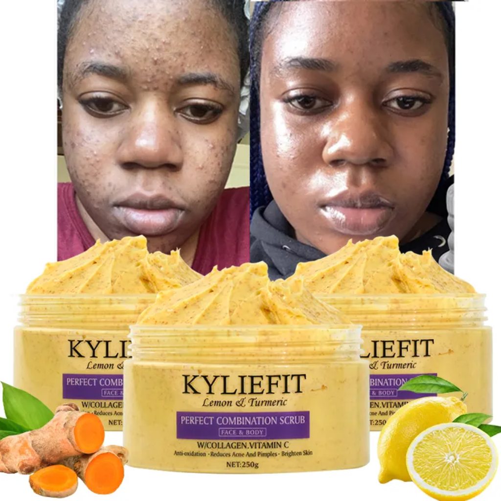 Kyliefit Lemon & Turmeric Perfect Combination Scrub – Face & Body Exfoliating Scrub
