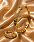 Gold Plated Pavé Crystal Ring & Bangle Set – Luxury Sparkling Jewellery