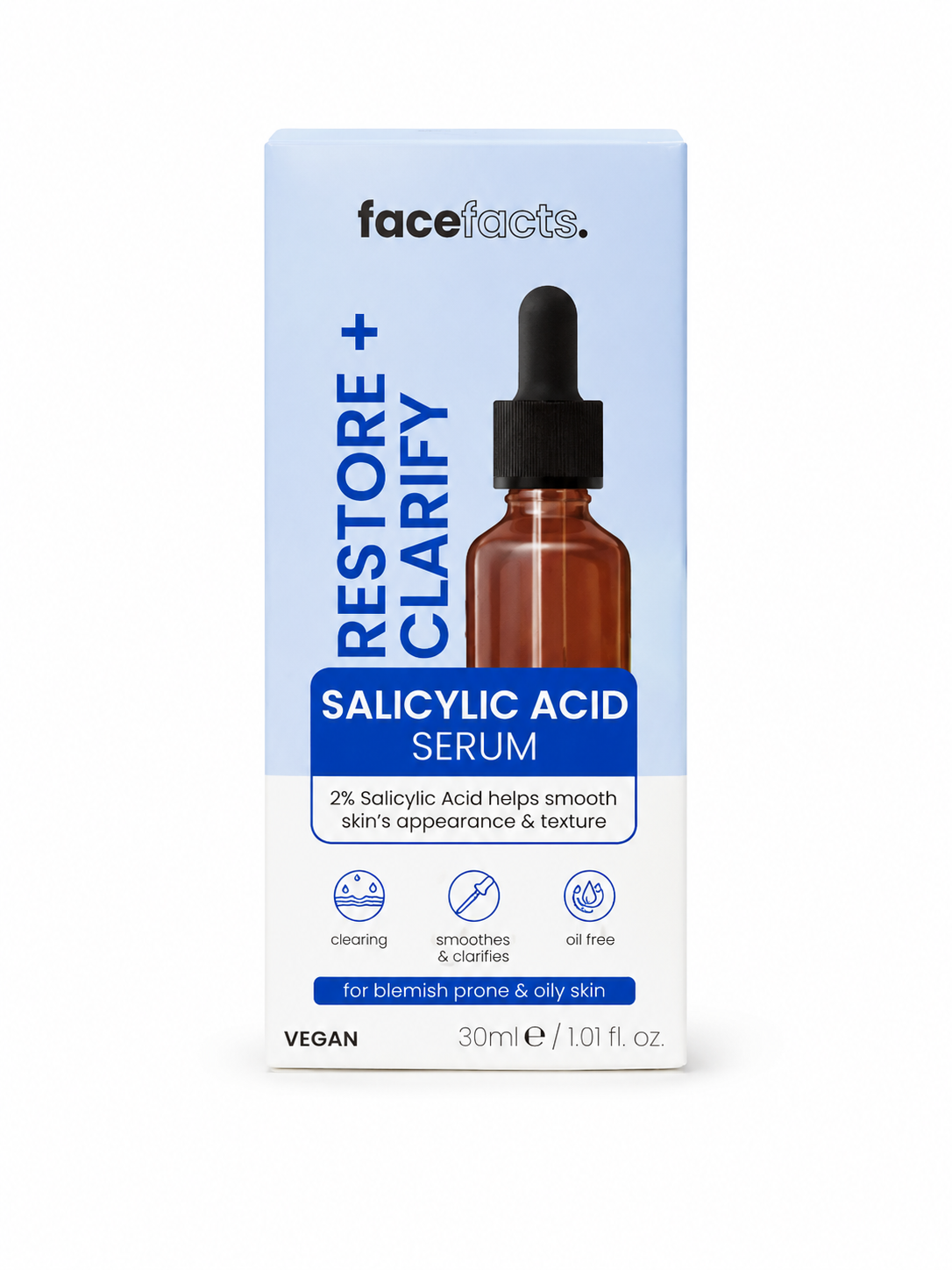 Face Facts Restore + Clarify Salicylic Acid Serum – 2% BHA Acne Control Serum