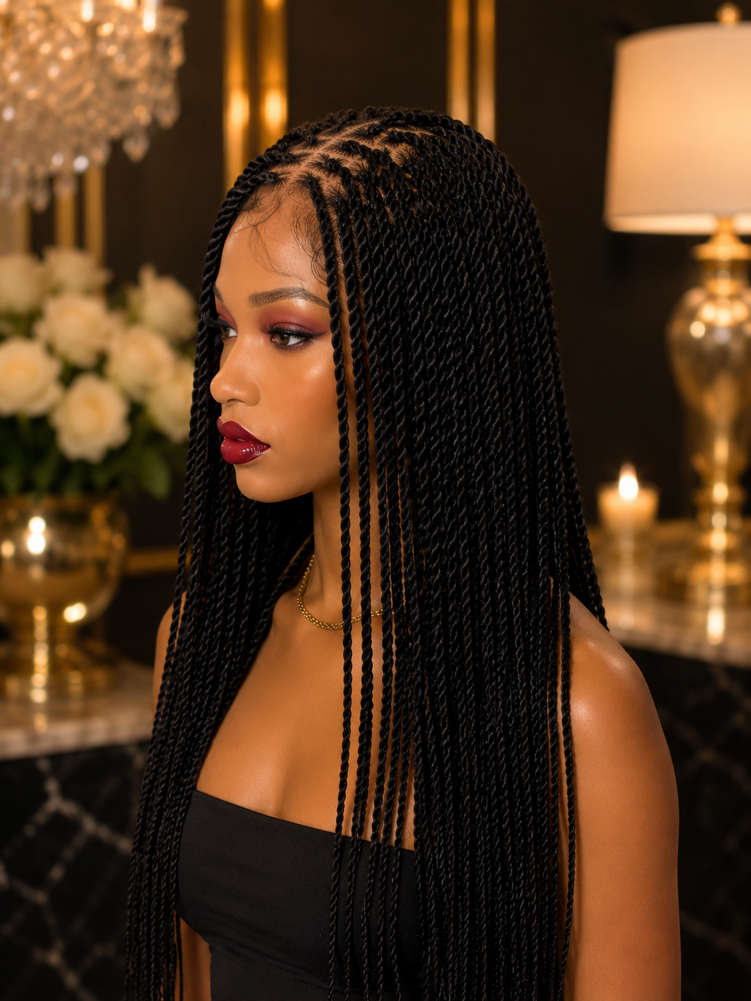 Watermelon braided wig with baby hair
