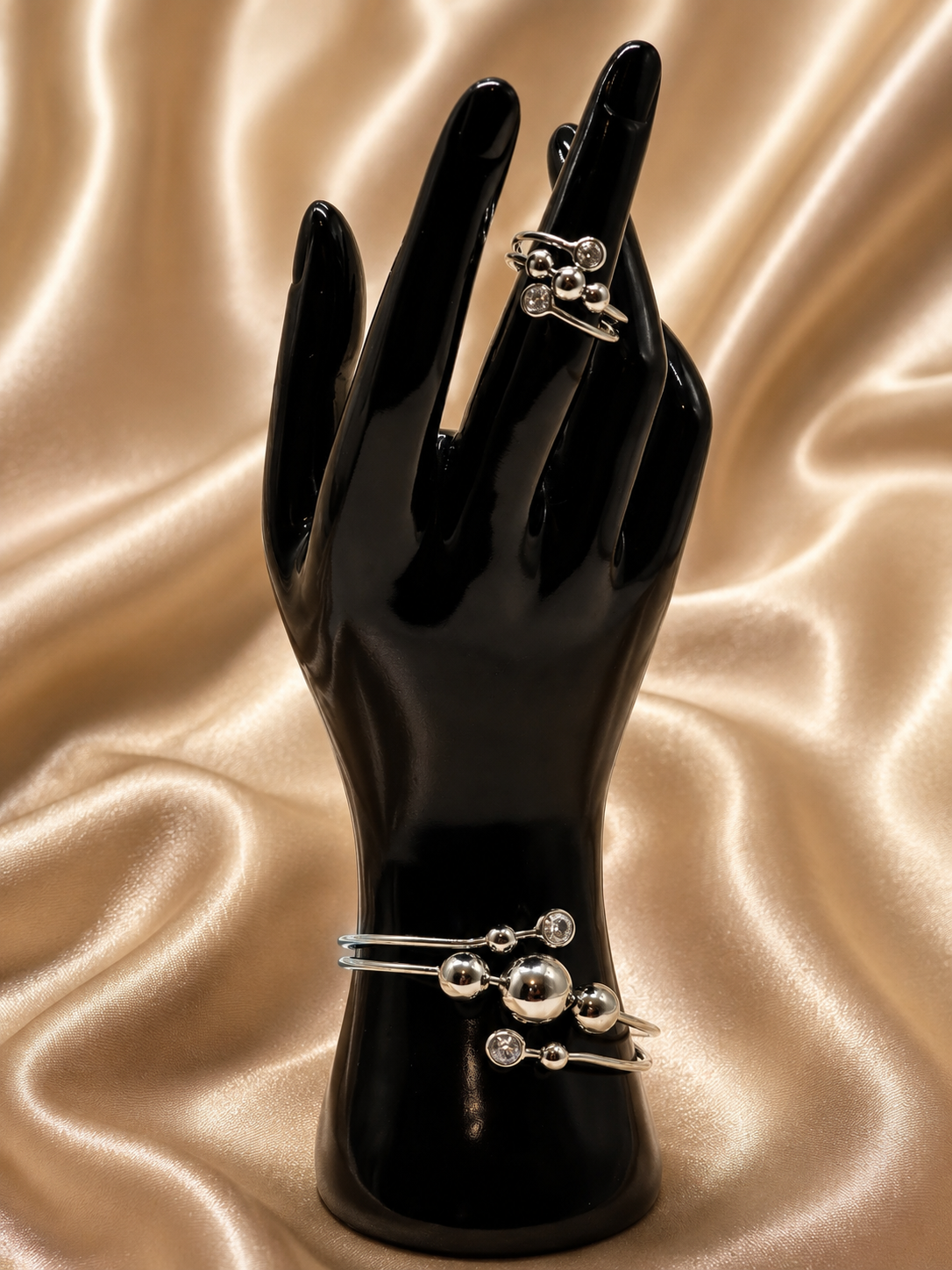 Gold plated silver bracelet with ring