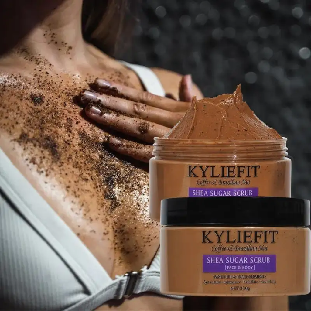 Kyliefit Coffee & Brazilian Nut Shea Sugar Scrub – Face & Body Exfoliating Scrub