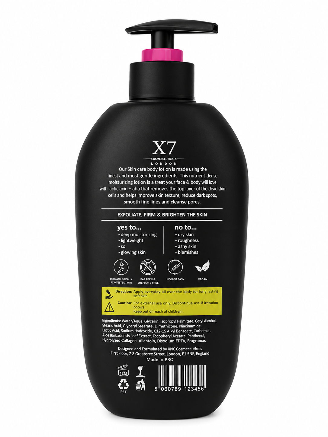 Skincare X7 Lactic Acid + AHA Brightening Body Lotion