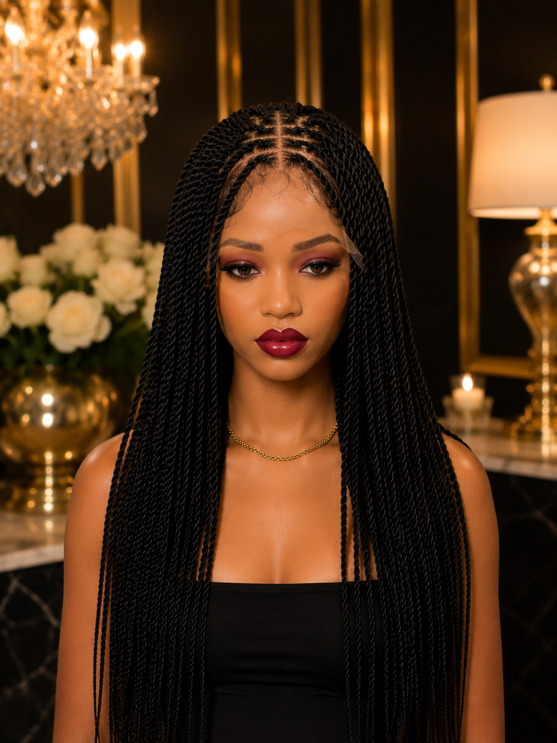 Watermelon braided wig with baby hair