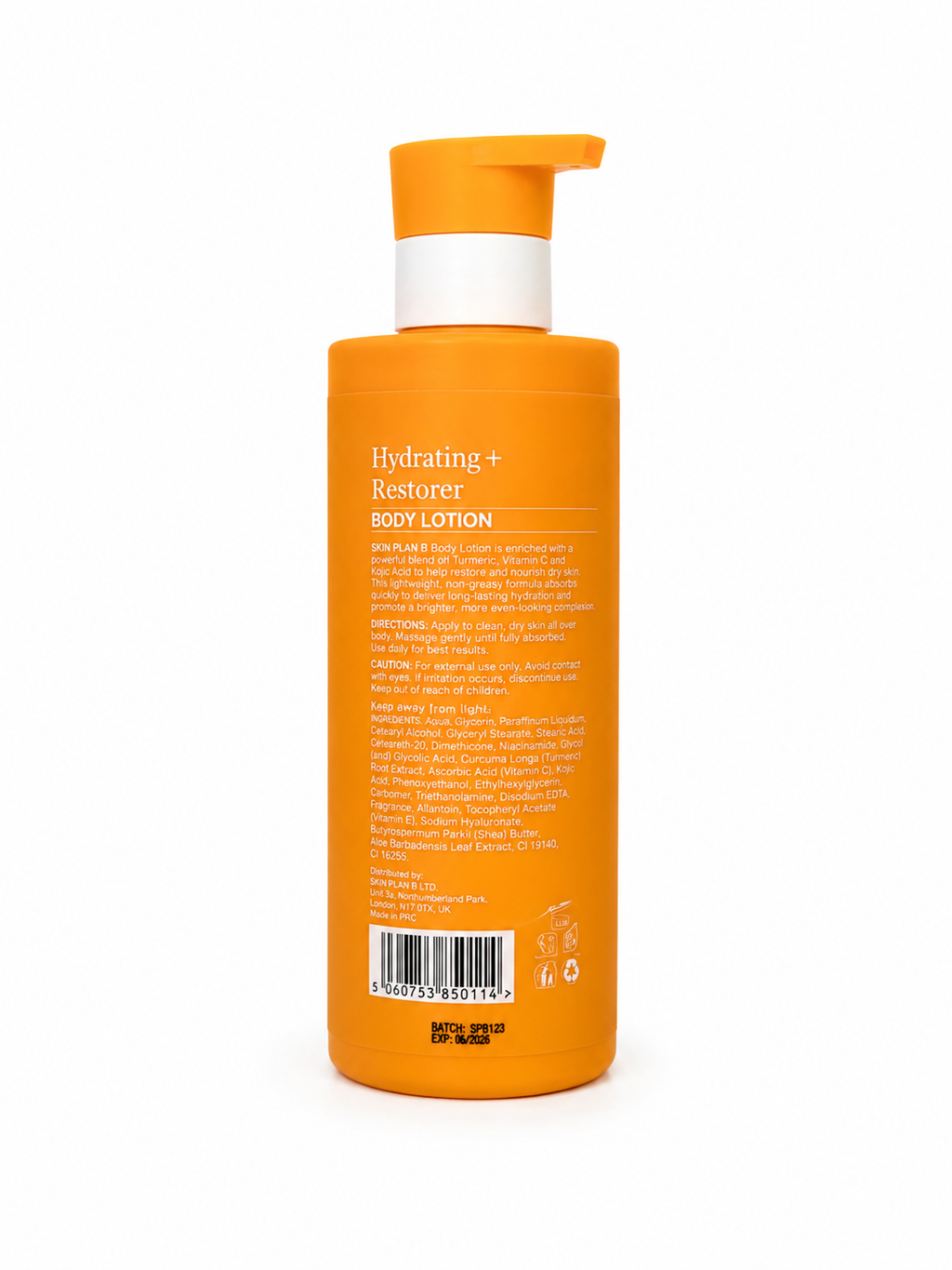 Skin Plan B Hydrating+ Restorer Body Lotion with Turmeric, Vitamin C & Kojic Acid | 500ml