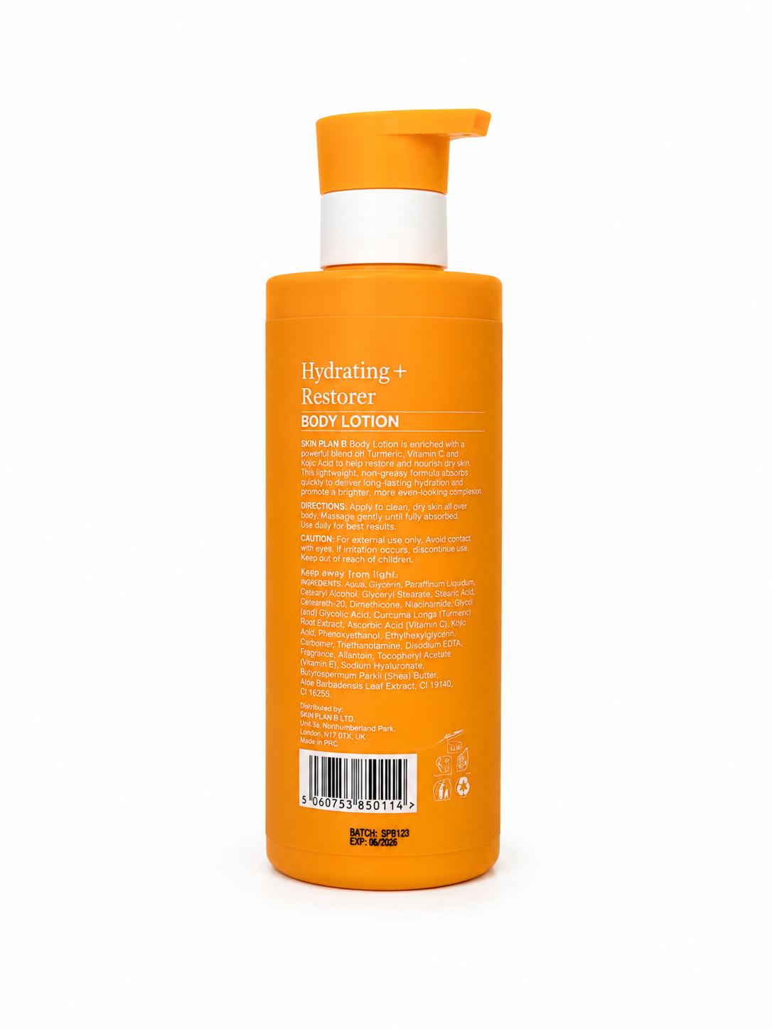 Skin Plan B Hydrating+ Restorer Body Lotion with Turmeric, Vitamin C & Kojic Acid | 500ml