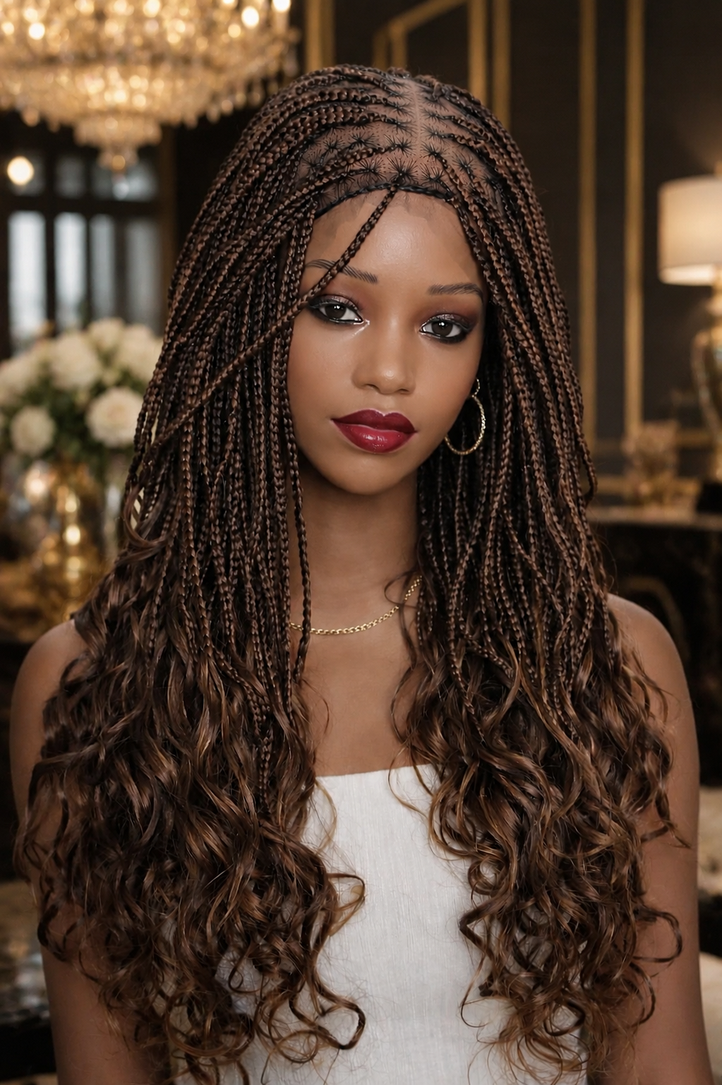 French curl braided wig with baby hair